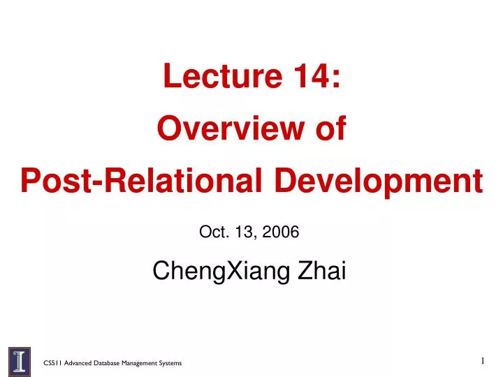 lecture 14 overview of post relational development