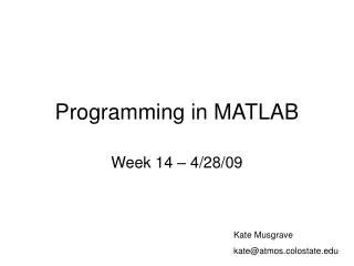 Programming in MATLAB