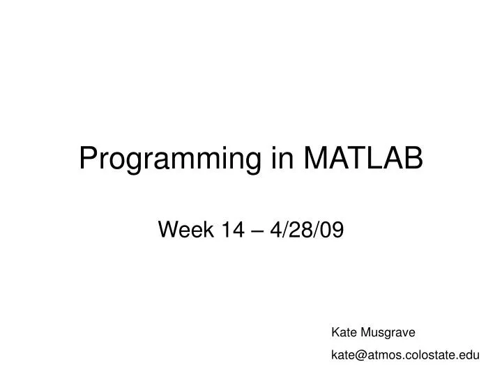 programming in matlab