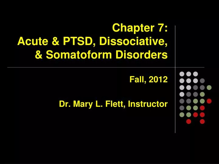 chapter 7 acute ptsd dissociative somatoform disorders
