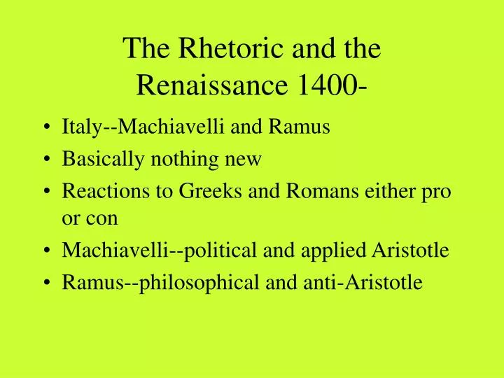 the rhetoric and the renaissance 1400