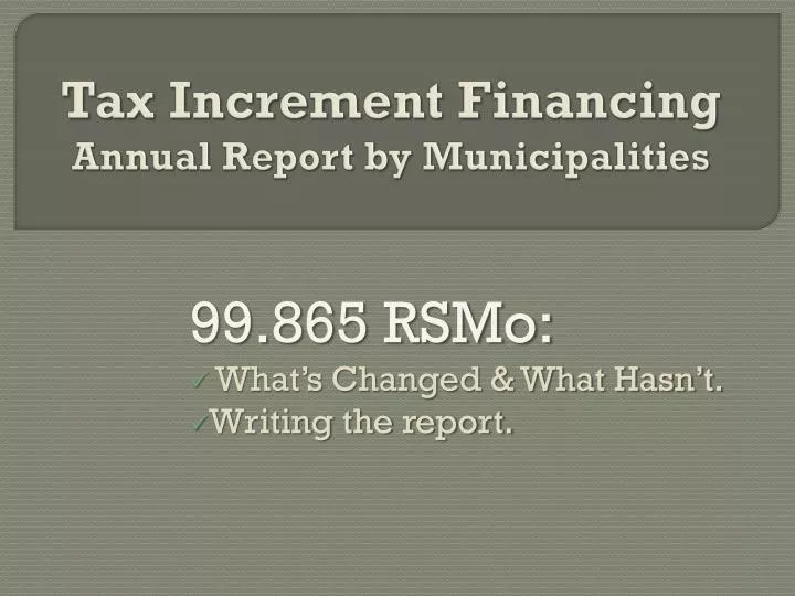 tax increment financing annual report by municipalities