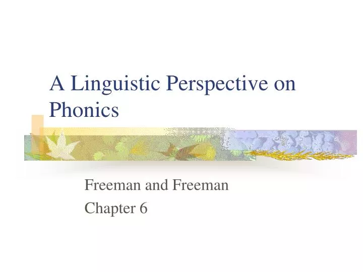 a linguistic perspective on phonics
