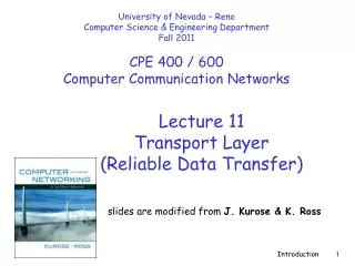 Lecture 11 Transport Layer (Reliable Data Transfer)