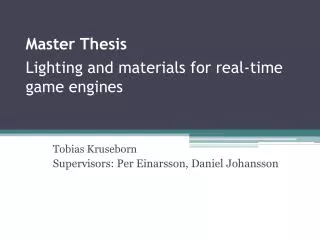 master thesis lighting and materials for real time game engines