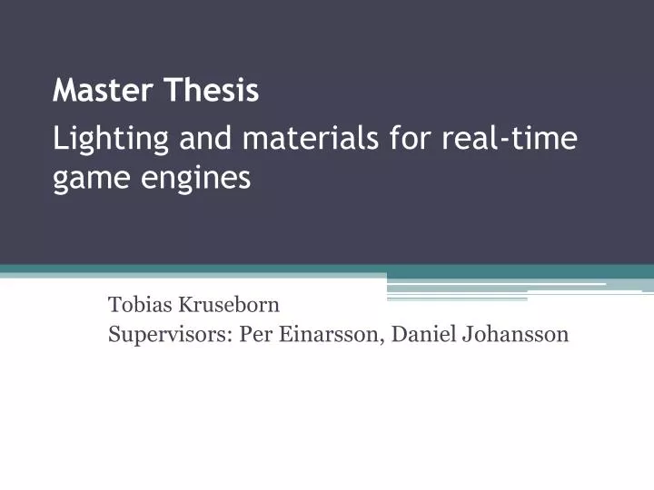 master thesis lighting and materials for real time game engines