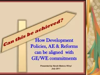 how development policies ae reforms can be aligned with ge we commitments