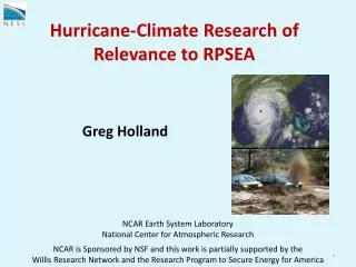 Hurricane-Climate Research of Relevance to RPSEA
