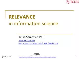 RELEVANCE in information science