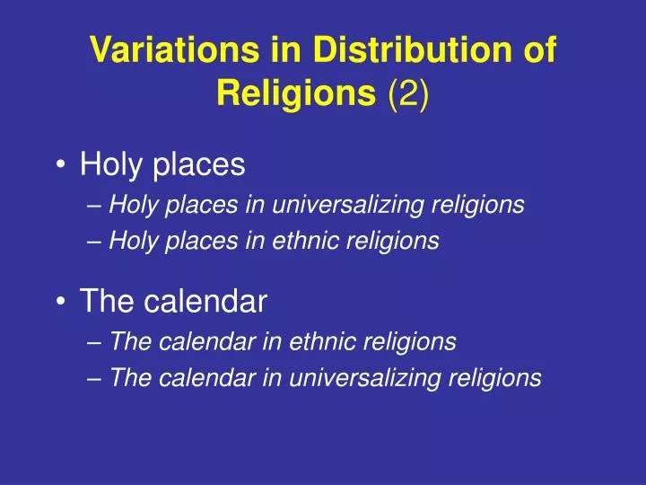 variations in distribution of religions 2