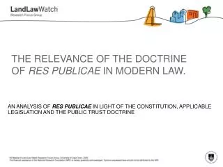 THE RELEVANCE OF THE DOCTRINE OF RES PUBLICAE IN MODERN LAW.