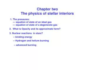Chapter two The physics of stellar interiors