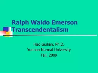 Ralph Waldo Emerson Transcendentalism