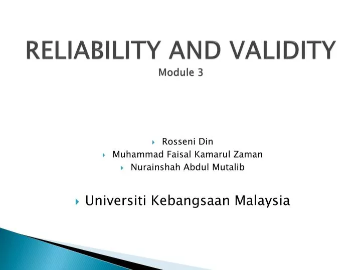reliability and validity module 3