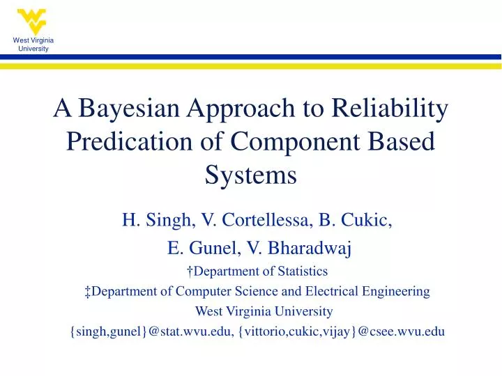 a bayesian approach to reliability predication of component based systems