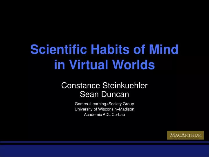 scientific habits of mind in virtual worlds