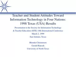 Presentation to the Society for Information Technology