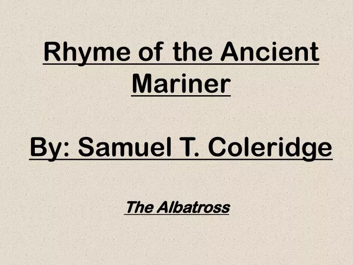 rhyme of the ancient mariner by samuel t coleridge