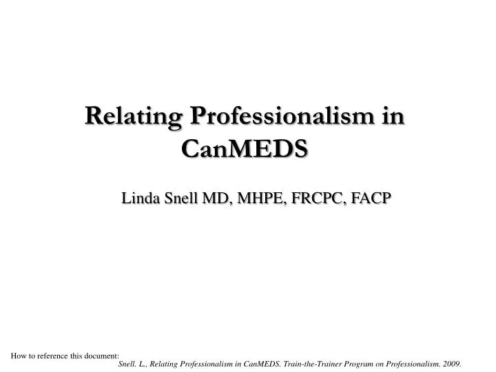 relating professionalism in canmeds