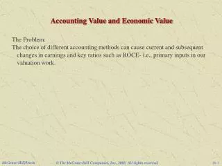 Accounting Value and Economic Value