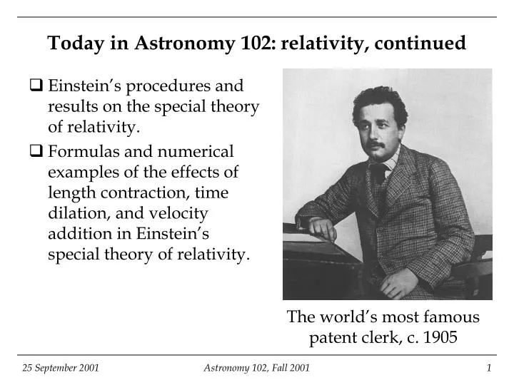 today in astronomy 102 relativity continued