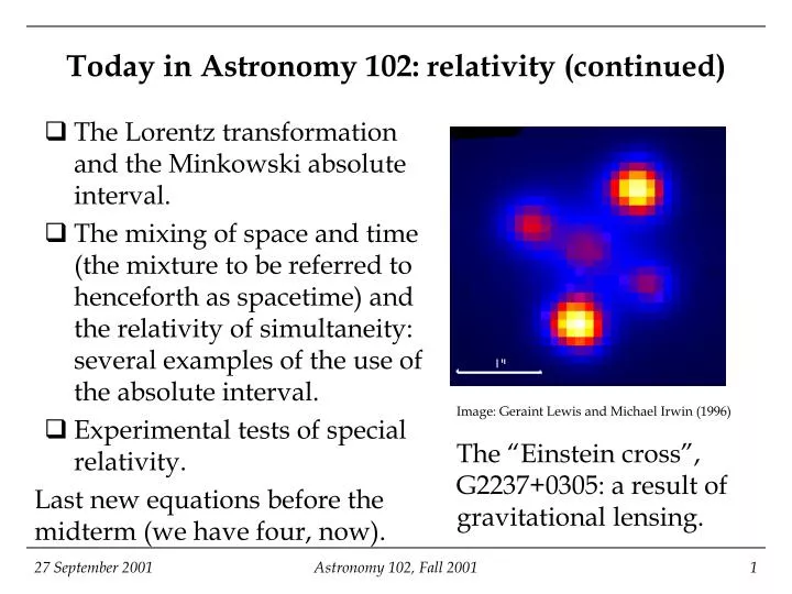 today in astronomy 102 relativity continued