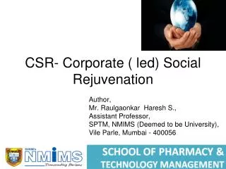 CSR- Corporate ( led) Social Rejuvenation