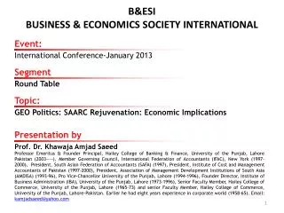 B&amp;ESI BUSINESS &amp; ECONOMICS SOCIETY INTERNATIONAL