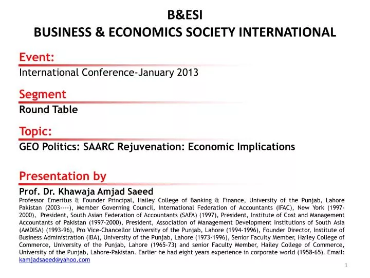 b esi business economics society international