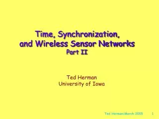 Time, Synchronization, and Wireless Sensor Networks Part II