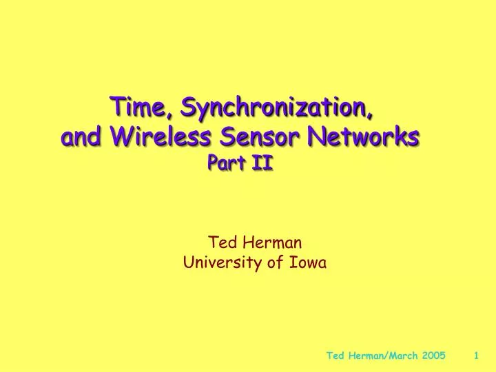 time synchronization and wireless sensor networks part ii
