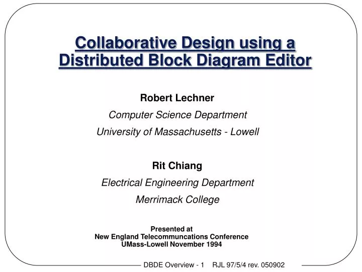 collaborative design using a distributed block diagram editor