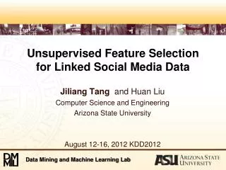 Unsupervised Feature Selection for Linked Social Media Data