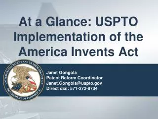At a Glance: USPTO Implementation of the America Invents Act