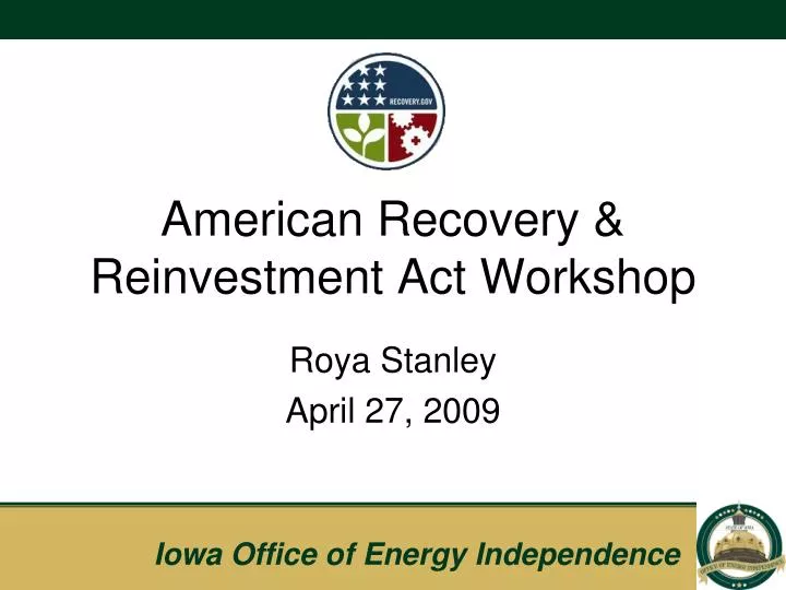 american recovery reinvestment act workshop