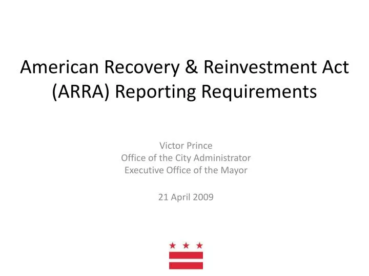 american recovery reinvestment act arra reporting requirements