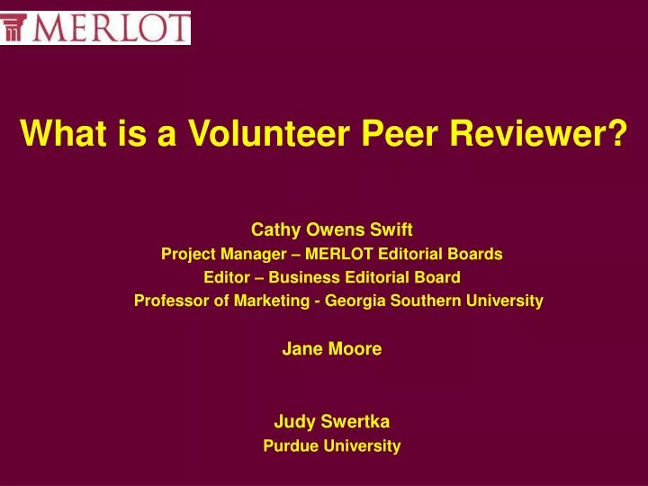 what is a volunteer peer reviewer