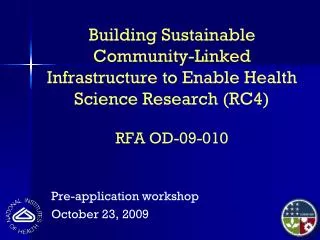 Pre-application workshop October 23, 2009