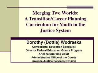 Merging Two Worlds: A Transition/Career Planning Curriculum for Youth in the Justice System