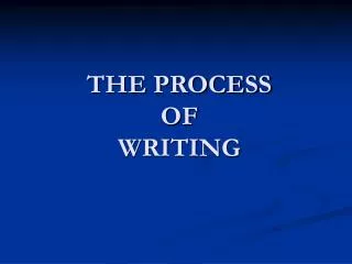 THE PROCESS OF WRITING
