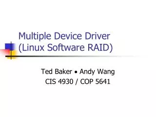 Multiple Device Driver (Linux Software RAID)
