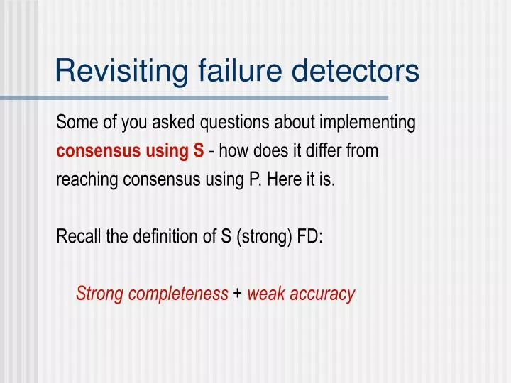 revisiting failure detectors