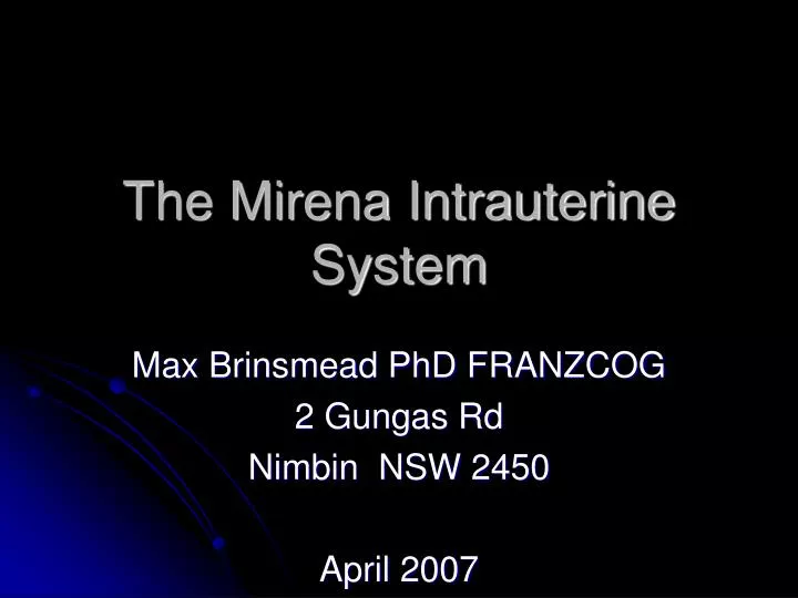 the mirena intrauterine system