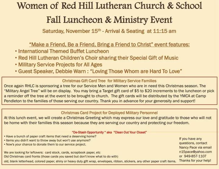women of red hill lutheran church school fall luncheon ministry event