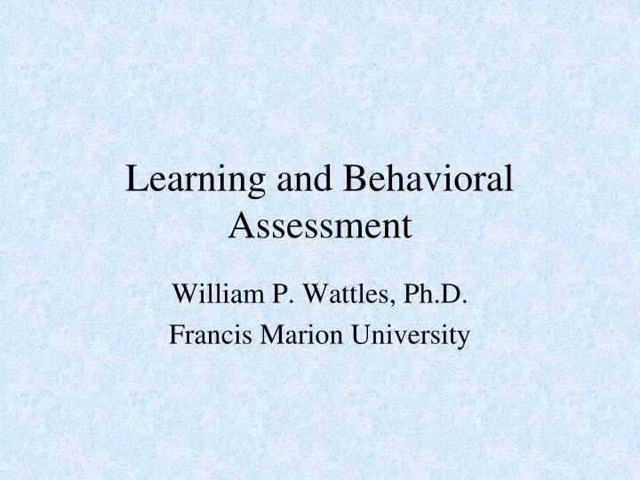 learning and behavioral assessment