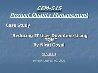 CEM-515 Project Quality Management