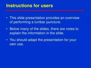 Instructions for users