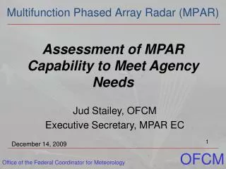 Assessment of MPAR Capability to Meet Agency Needs