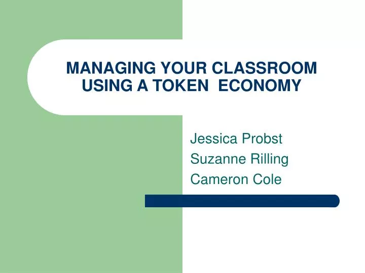 managing your classroom using a token economy