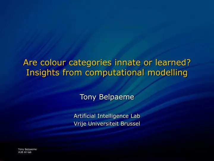 are colour categories innate or learned insights from computational modelling